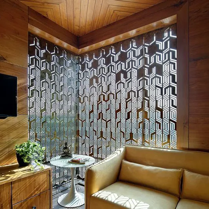 8mm Solid 304 Grade Laser Stainless Steel Hairline Bronze Portable Hanging Room Partition
