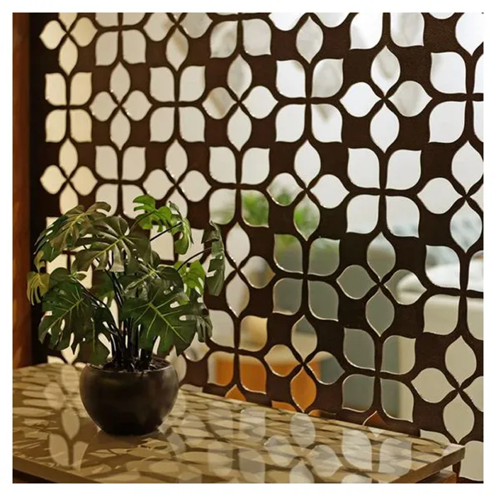 Mid-century Design Stainless Steel Laser Cut Partition Wall Metal Decorative Perforated Architectural Metal Screen with Glass
