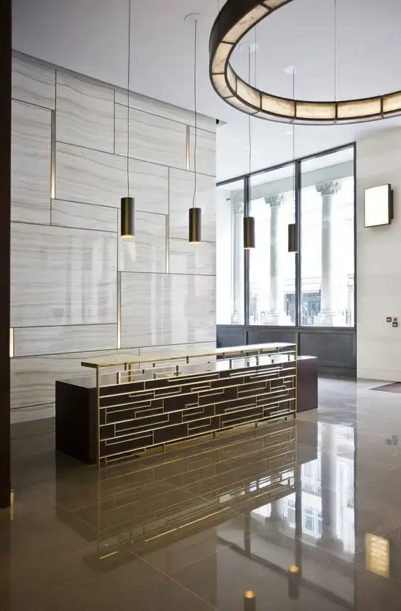 MODERN STAINLESS STEEL POWDER COATED PRIVACY SCREEN FOR LOBBY DECOR
