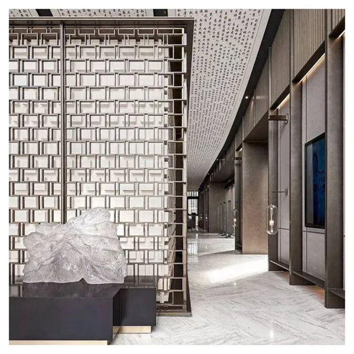 Mid-century Design 304 Stainless Steel Pipe Screens 316 Metal Santa Hairline Gold Decorative Screens
