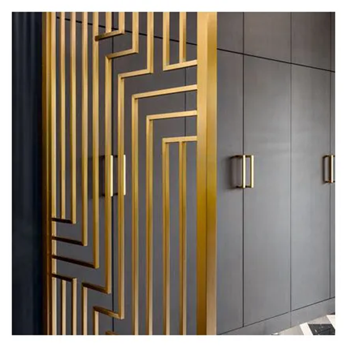 Art Design Carbon Electroplated Dividing Strips Hotel Steel Hairline Colored Indoor Decorative Wall Panel for High Ceiling