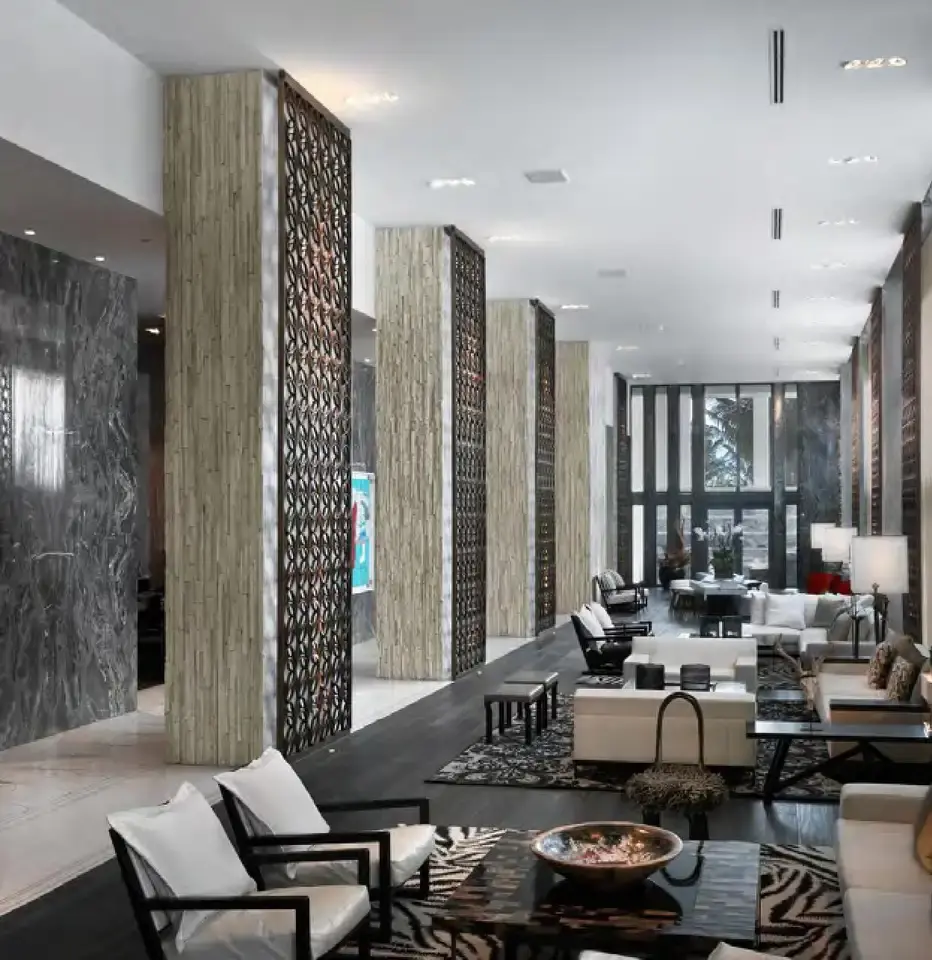 MODERN STAINLESS STEEL POWDER COATED PRIVACY SCREEN FOR LOBBY DECOR