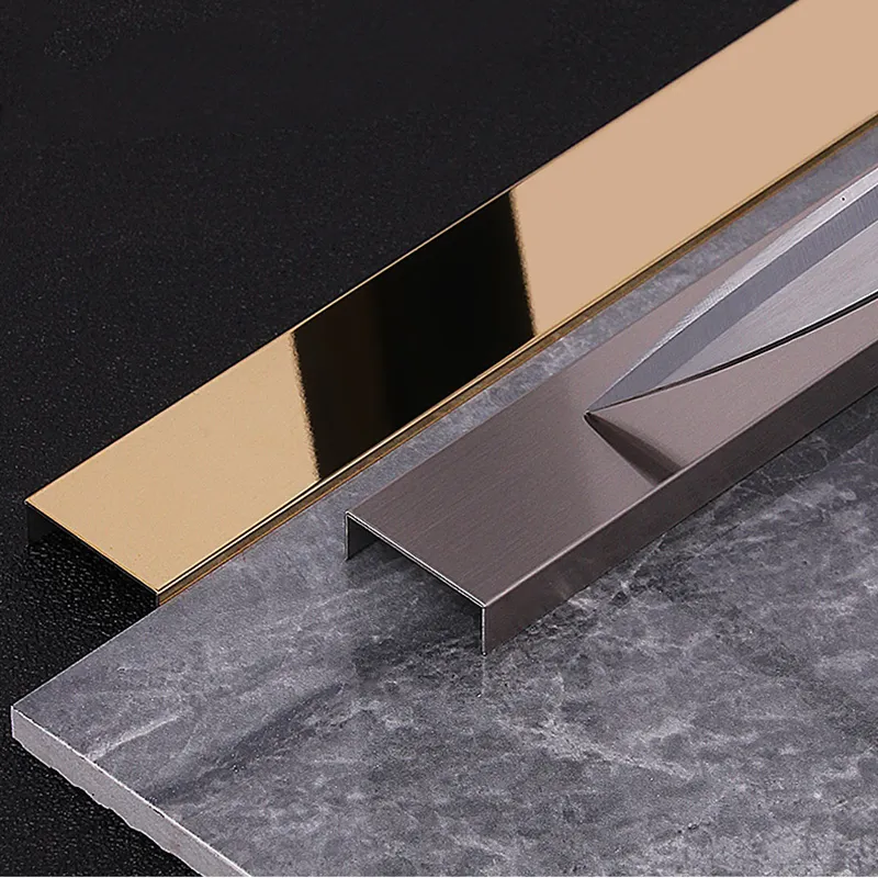 Factory Customized SUS316 I Shaped Bedroom Background Golden Shiny Wall Trim Strip for Metal Decor