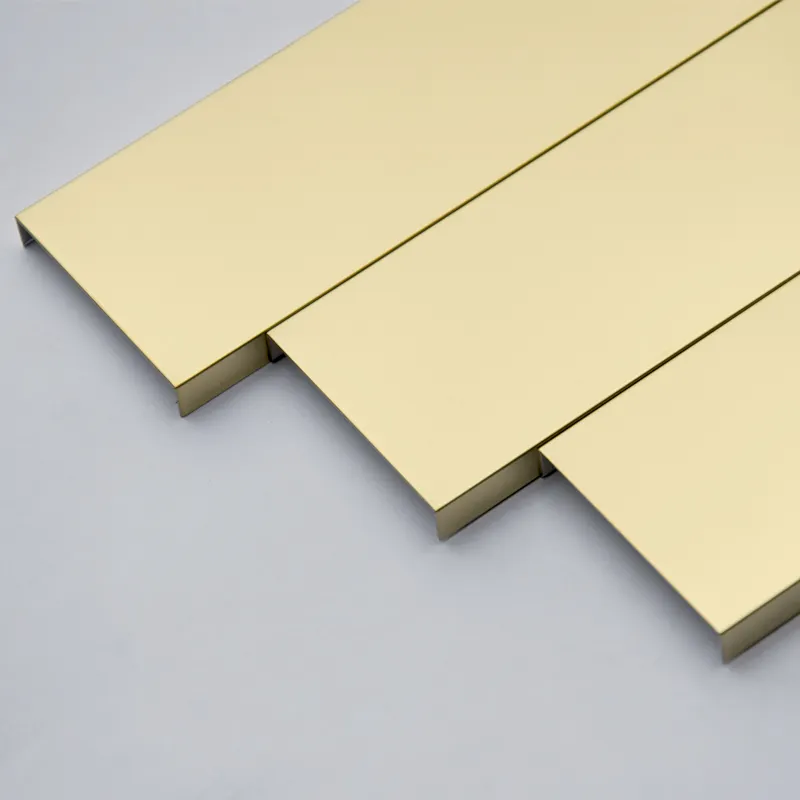 Factory Customized SUS316 I Shaped Bedroom Background Golden Shiny Wall Trim Strip for Metal Decor
