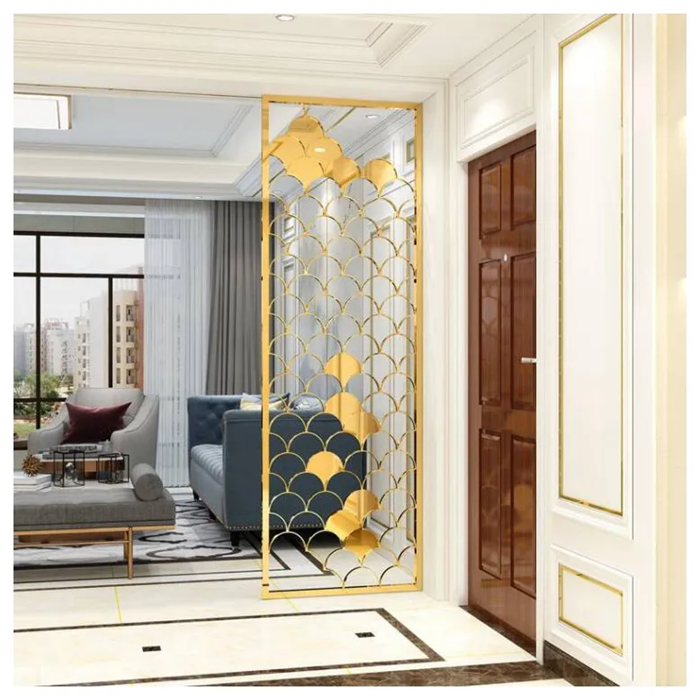 Decorative Modern Carbon Powder Painting Screens Steel Hairline Colored Wavy Partition Room Divider for Hotel Decorative