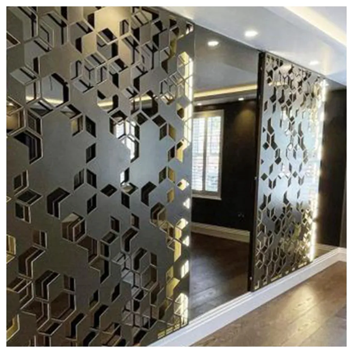 Art Design Carbon Electroplated Dividing Strips Hotel Steel Hairline Colored Indoor Decorative Wall Panel for High Ceiling