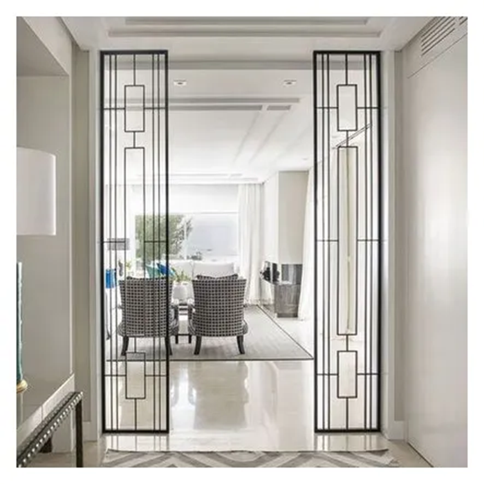Mid-century Design Stainless Steel Laser Cut Partition Wall Metal Decorative Perforated Architectural Metal Screen with Glass