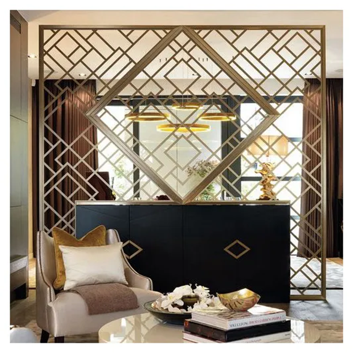 Mid-century Design 304 Stainless Steel Pipe Screens 316 Metal Santa Hairline Gold Decorative Screens