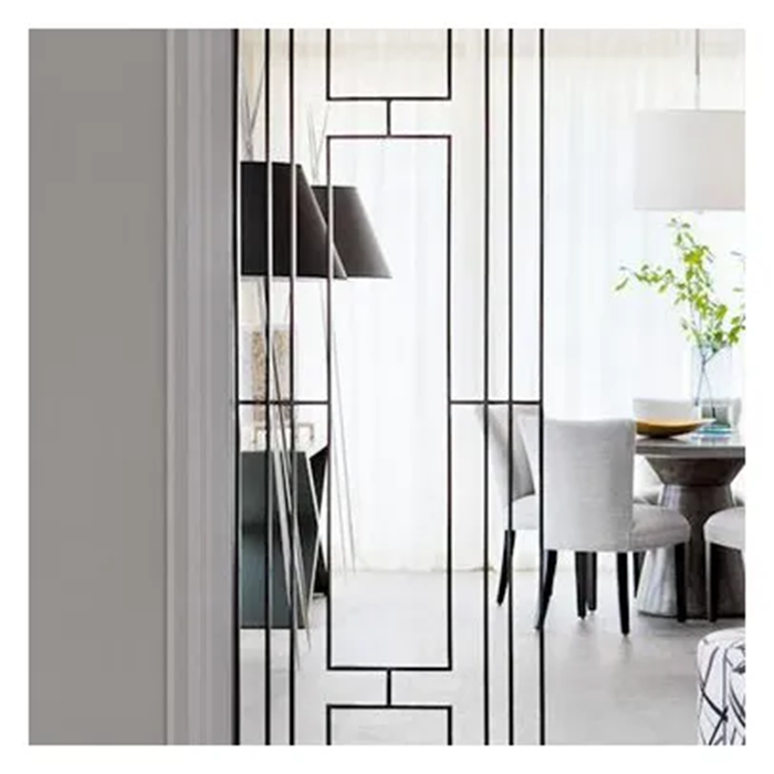 Mid-century Design Stainless Steel Laser Cut Partition Wall Metal Decorative Perforated Architectural Metal Screen with Glass