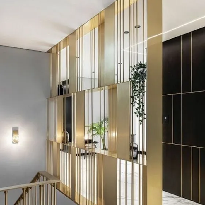 8mm Solid 304 Grade Laser Stainless Steel Hairline Bronze Portable Hanging Room Partition