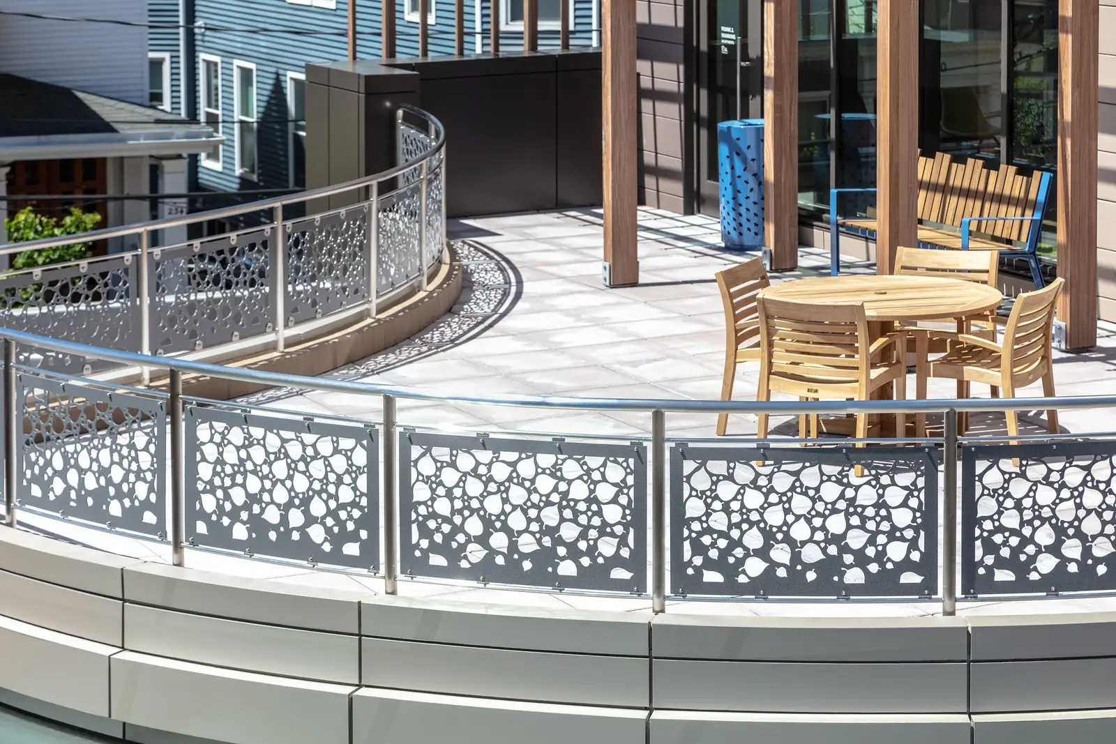 Stainless steel laser-cut balcony railing design
