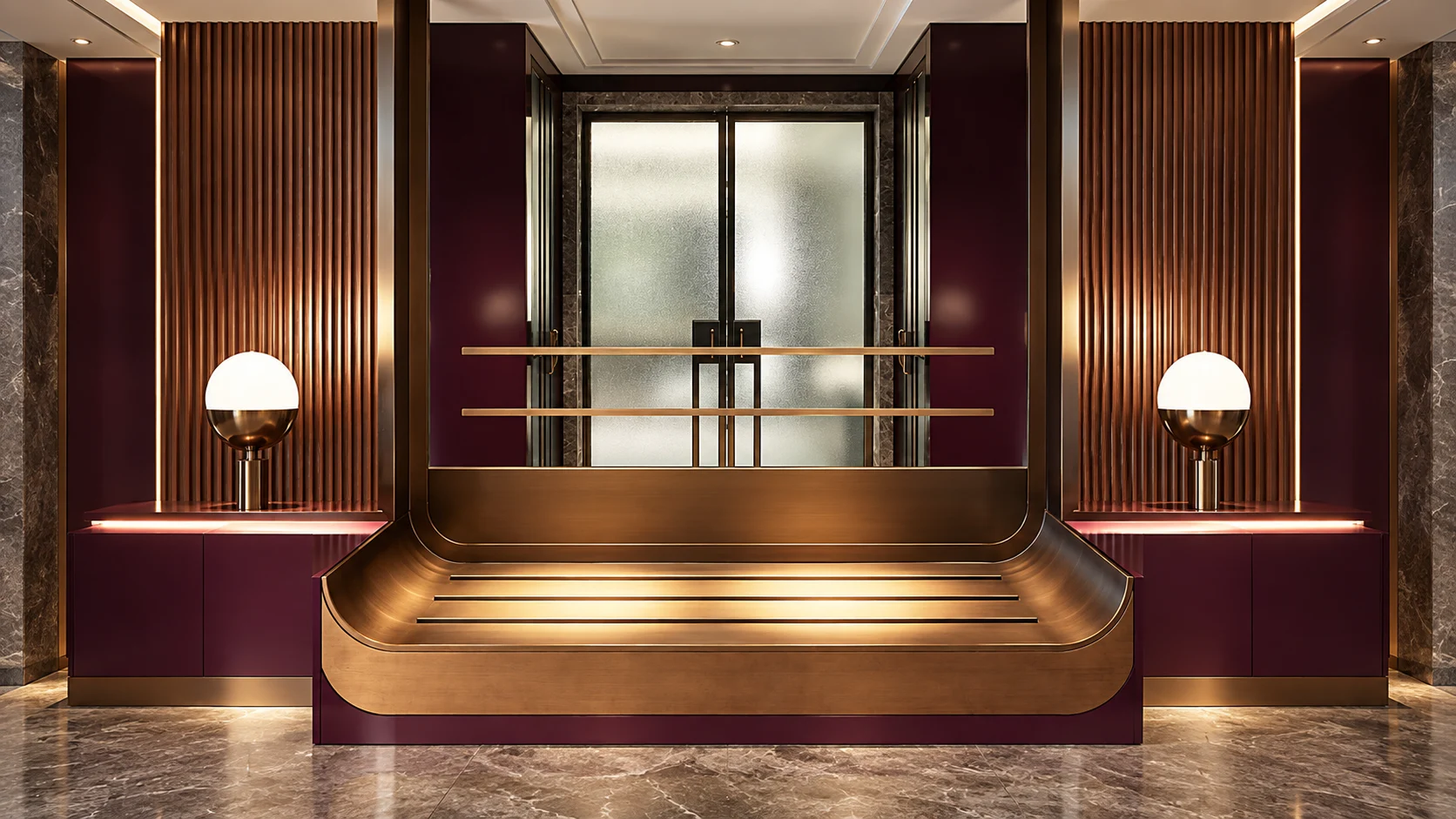 Brushed stainless steel surface for modern architectural facade design